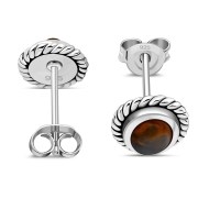 Medium Oval Baltic Amber Stud Silver Earrings, e335